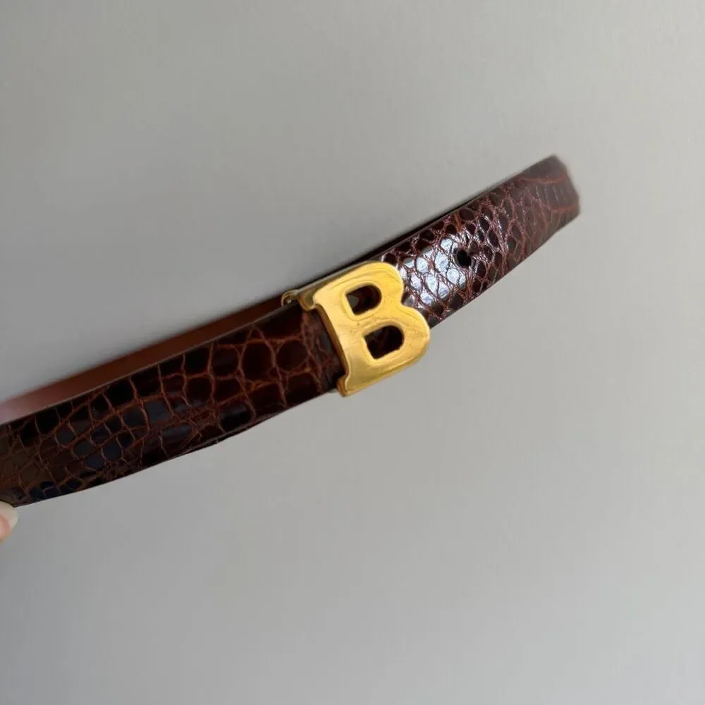 Bally Women’s Genuine Alligator Leather Skinny Belt 75